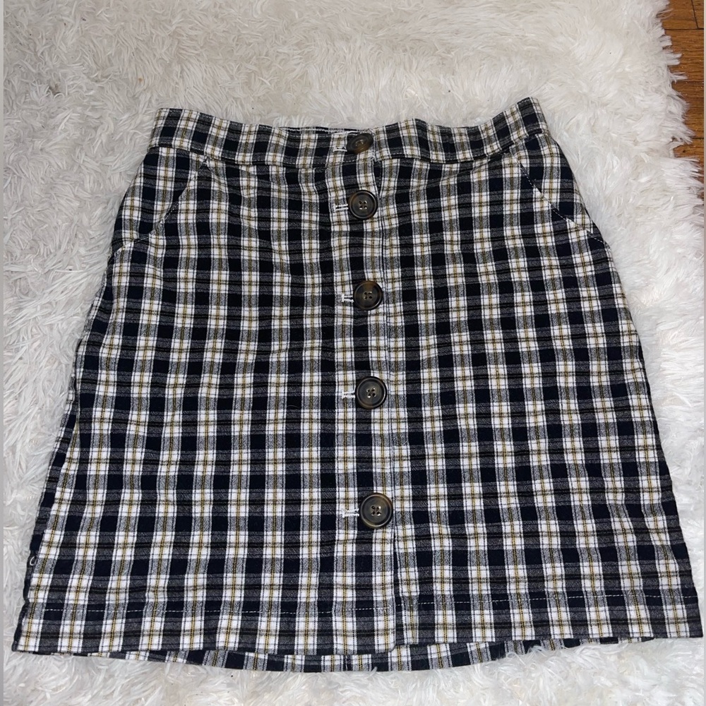 Hollister XS Plaid Button Skirt